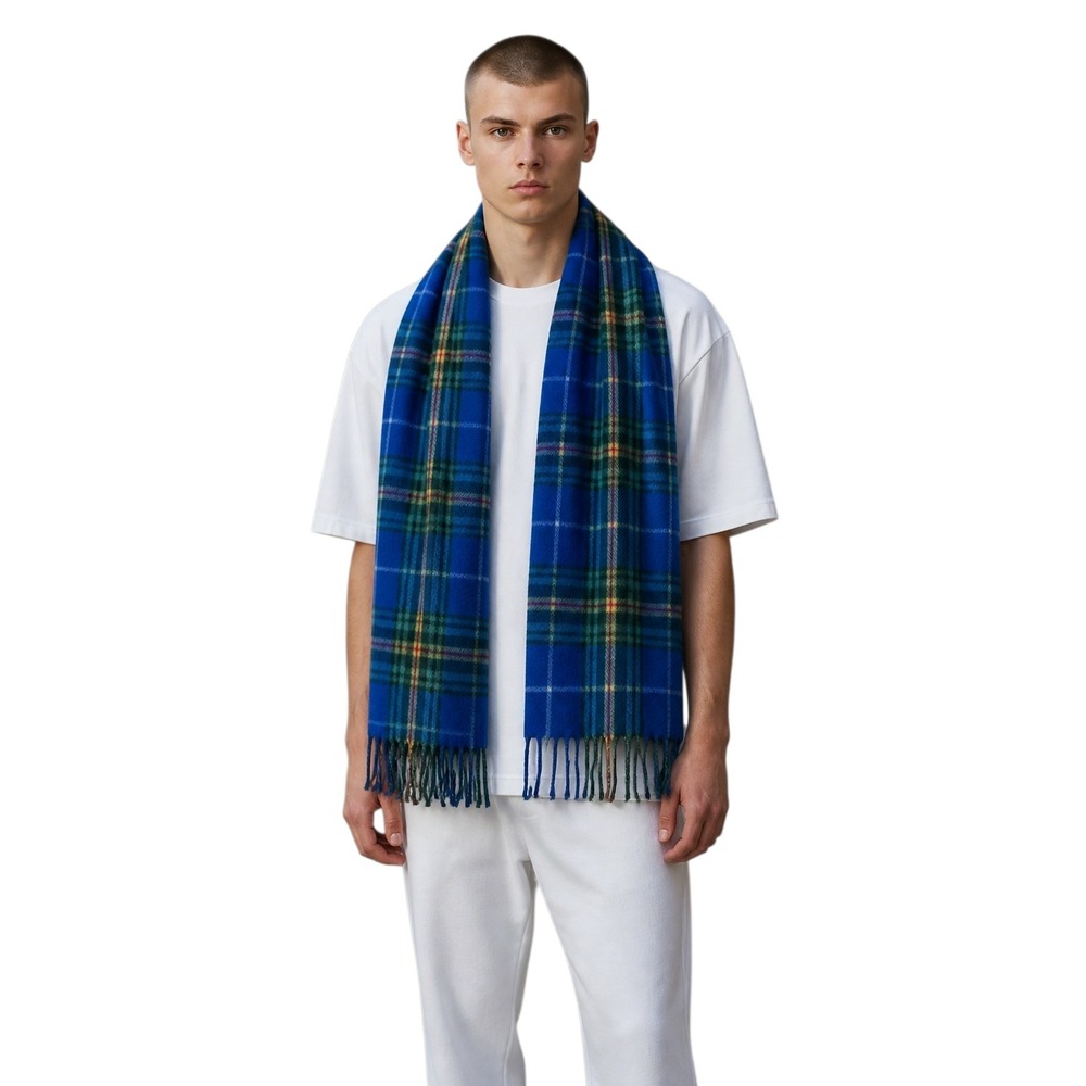 Patrick King Woollen Co Nova Scotia Tartan Wool Pocket Scarf Blue HZ6462NS
